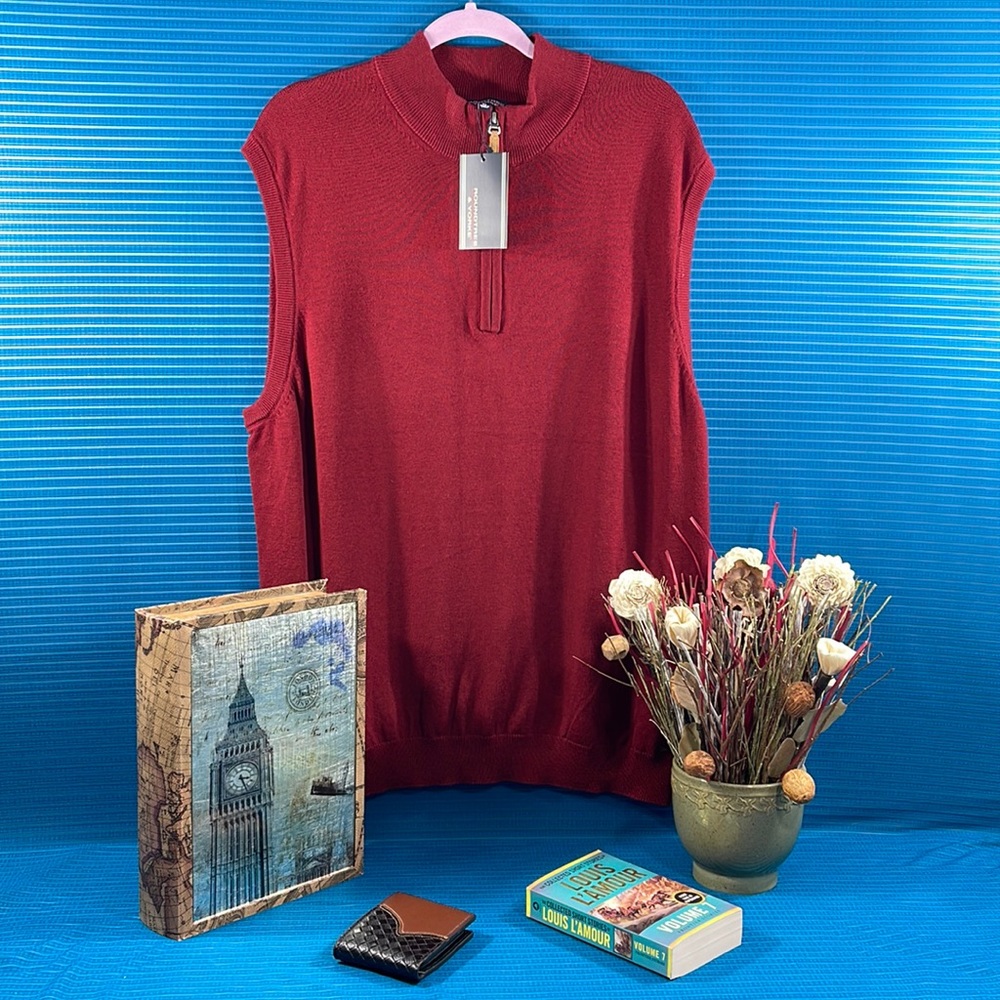 ROUNDTREE & YORKE MEN’S MOCK 3/4 ZIP NECKLINE - NWT